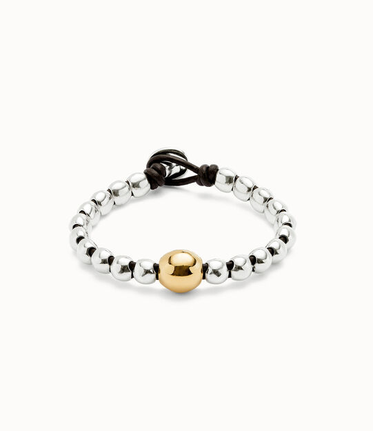 Pulsera de bolas bañadas en plata de ley y bola central bañada en oro 18k