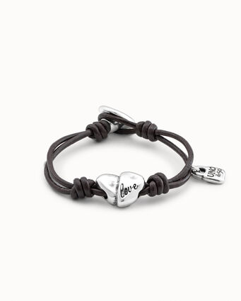 Pulsera con corazón bañada en plata de ley