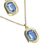 Double necklace with two rectangular faceted crystals