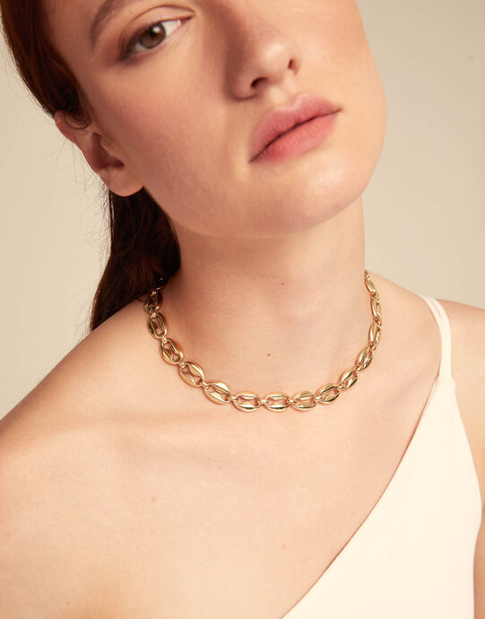 Short link chain necklace, Golden, large