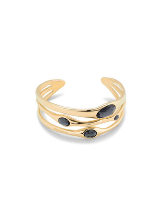 Rigid 18K gold-plated bracelet with gray