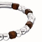Stretch bracelet with silver and wooden beads