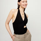 Multi strand necklace with two black oval faceted crystals