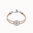 Double pink leather birthstone bracelet with eye