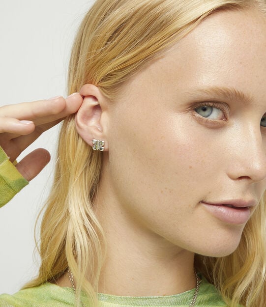 Stud earrings with a butterfly shape, Silver, large