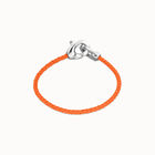 Orange leather bracelet with interlocking carabiner