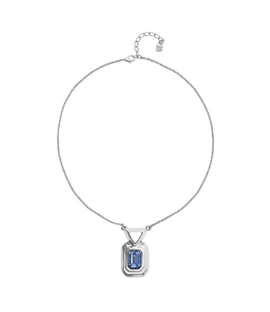 Necklace with rectangular blue faceted crystal