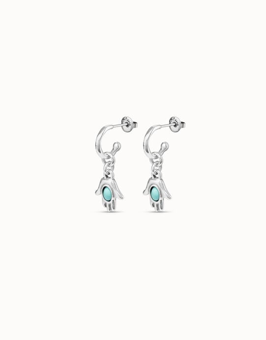 Hoop earrings with turquoise murano glass, Silver, large