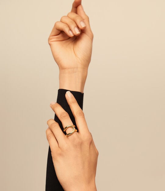 Double curved ring, Golden, large