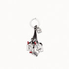 Sterling silver-plated message key-ring with leather details