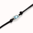 Pulsera de cuero ba&ntilde;ada en plata de ley con cristal azul celeste