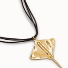Long leather necklace pendant with manta ray