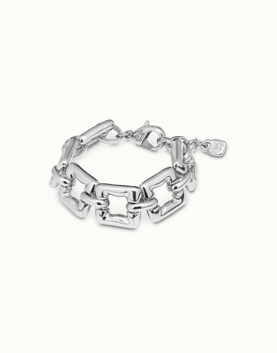Armband mit quadratischen Gliedern aus 925er Sterlingsilber, Silber, large