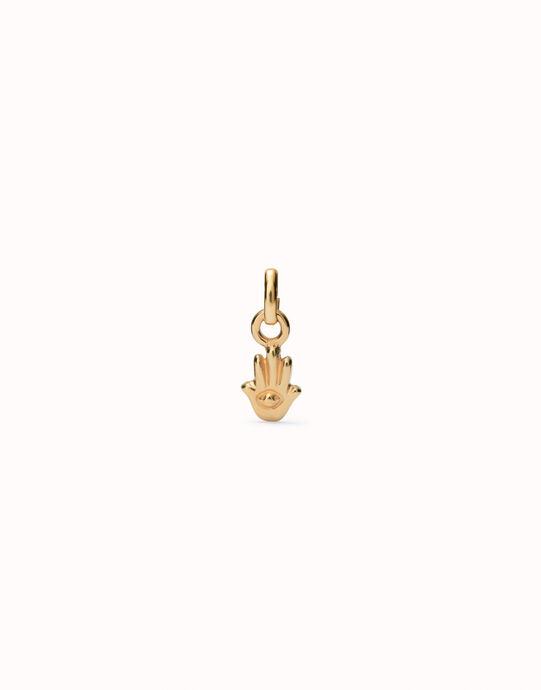 Charm  ba&ntilde;ado en oro 18k con forma de mano de f&aacute;tima.