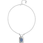 Necklace with rectangular blue faceted crystal