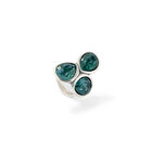 Ring with three green drop-shaped faceted crystals