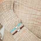 Brown elastic thread bracelet with heart