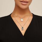 Collar ba&ntilde;ado en plata de ley 2 cadenas finas y 2 Charms centrales con cristal gris claro y gris verdoso