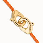 Orange leather bracelet with interlocking carabiner