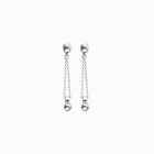 Aretes ba&ntilde;ados en plata de ley con cadena larga y esfera