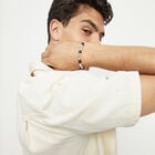 Stretch bracelet with silver and wooden beads