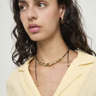 Collier en cuir aux gouttes dor&eacute;es entrelac&eacute;es