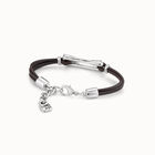 Pulsera de cuero con eslab&oacute;n ba&ntilde;ado en plata de ley y topacios