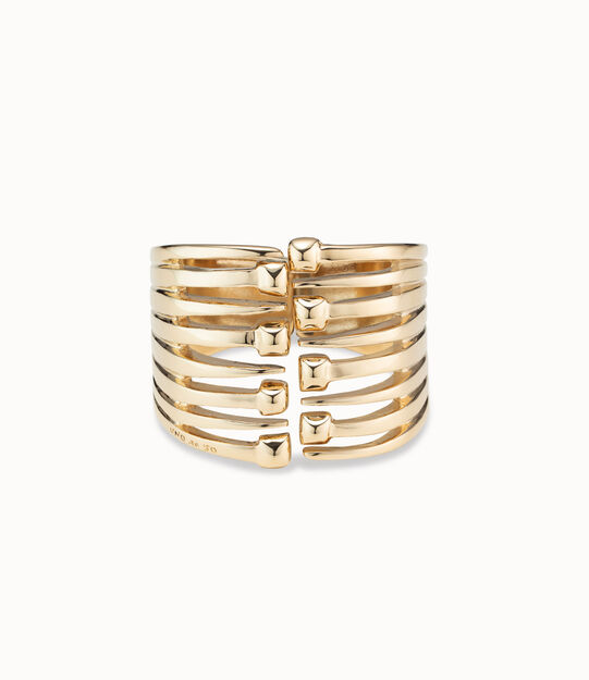 18K gold-plated bangle bracelet with multiple nail heads
