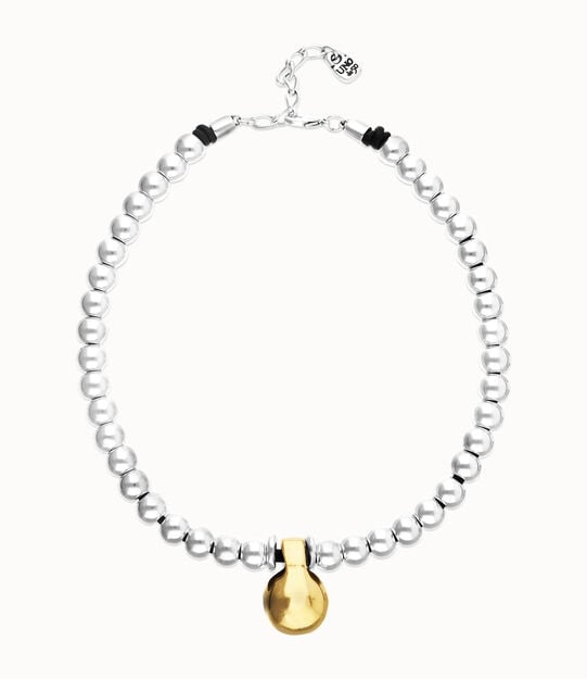 Beaded necklace with medium spheres and a large sphere