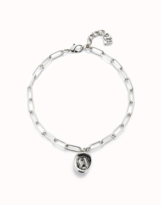 Short link chain pendant necklace white crystal