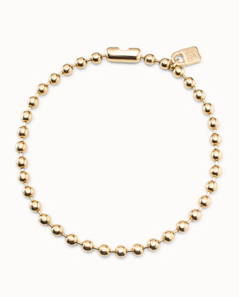 18K gold-plated necklace with large spherical beads and snap lock clasp