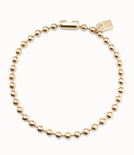 18K gold-plated necklace with large spherical beads and snap lock clasp