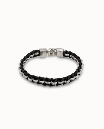 Leather and sterling silver-plated bracelet