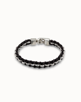 Bracciale di cuoio e placcato argento Sterling