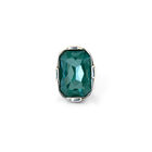 Rectangular ring with a green faceted crystal