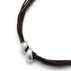Short leather necklace with two drops
