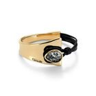 Semi-rigid bracelet with leather and a grey drop-shaped faceted crystal