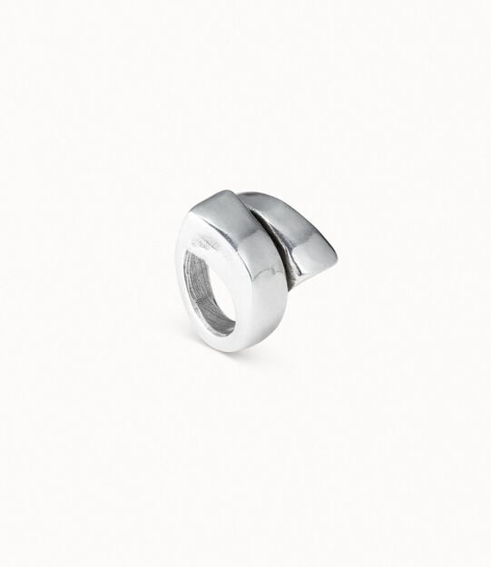 Anillo en espiral ba&ntilde;ado en plata de ley, Plateado, large