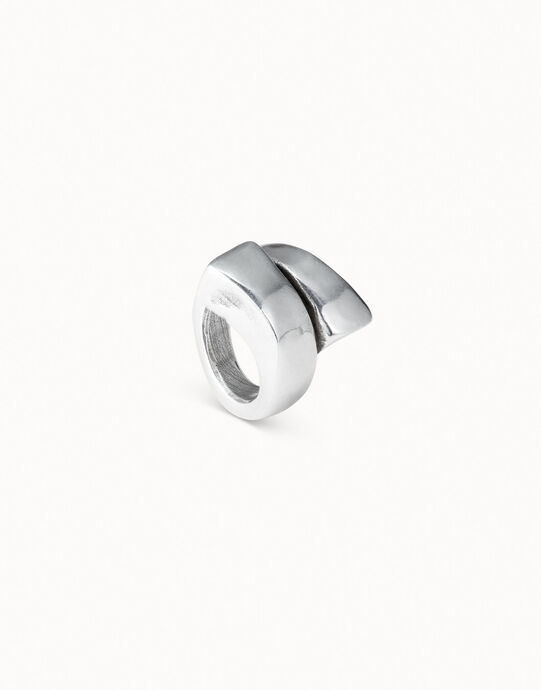Anillo en espiral ba&ntilde;ado en plata de ley, Plateado, large
