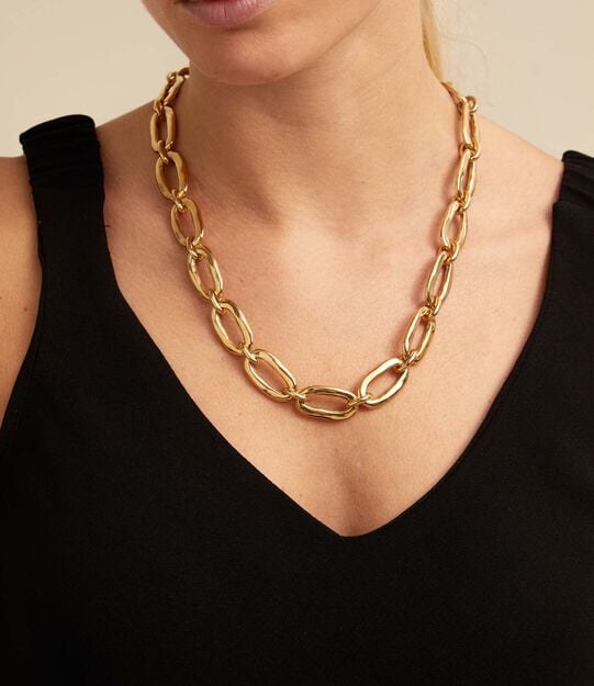 Link chain necklace, Golden, large