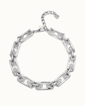 Sterling silver-plated necklace with rectangular links