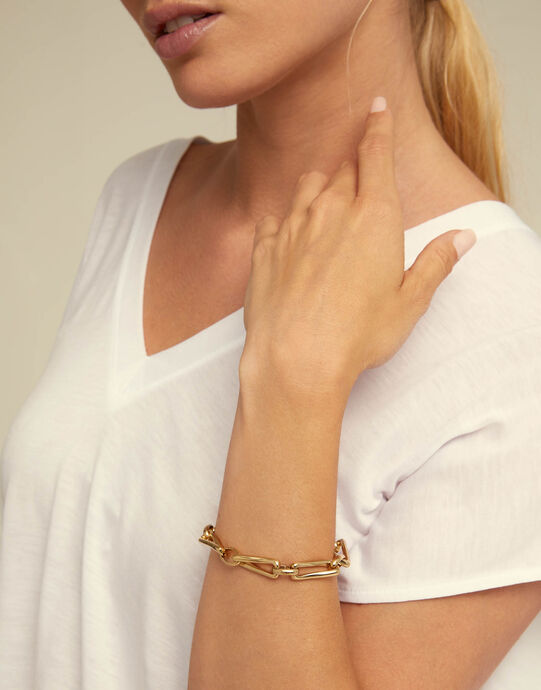 Square link chain bracelet, Golden, large
