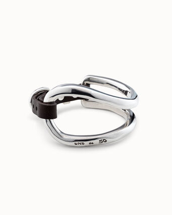 Sterling silver-plated bracelet with leather accessory