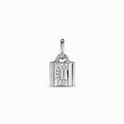 Sterling silver-plated padlock charm with topaz letter C