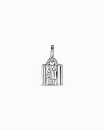 Charm lucchetto placcato argento Sterling con lettera C di topazi