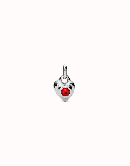 Colgante ba&ntilde;ado en plata de ley con cristal rojo, Plateado, large