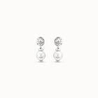 Sterling silver-plated drop earrings with pearl