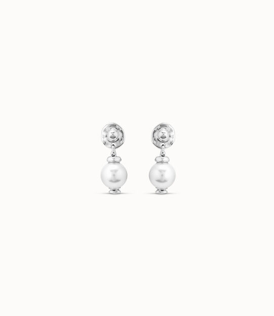 Silver-plated earrings with a small circular medallion
