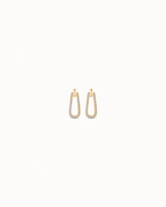 18K gold-plated link shaped earrings with topaz