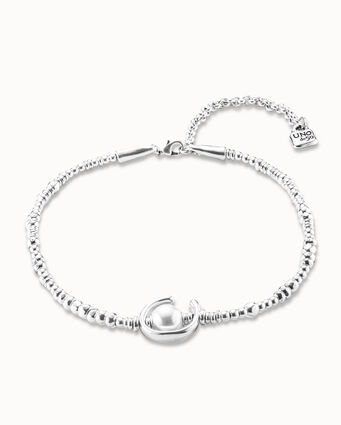 Collana in cuoio placcata argento Sterling con perla